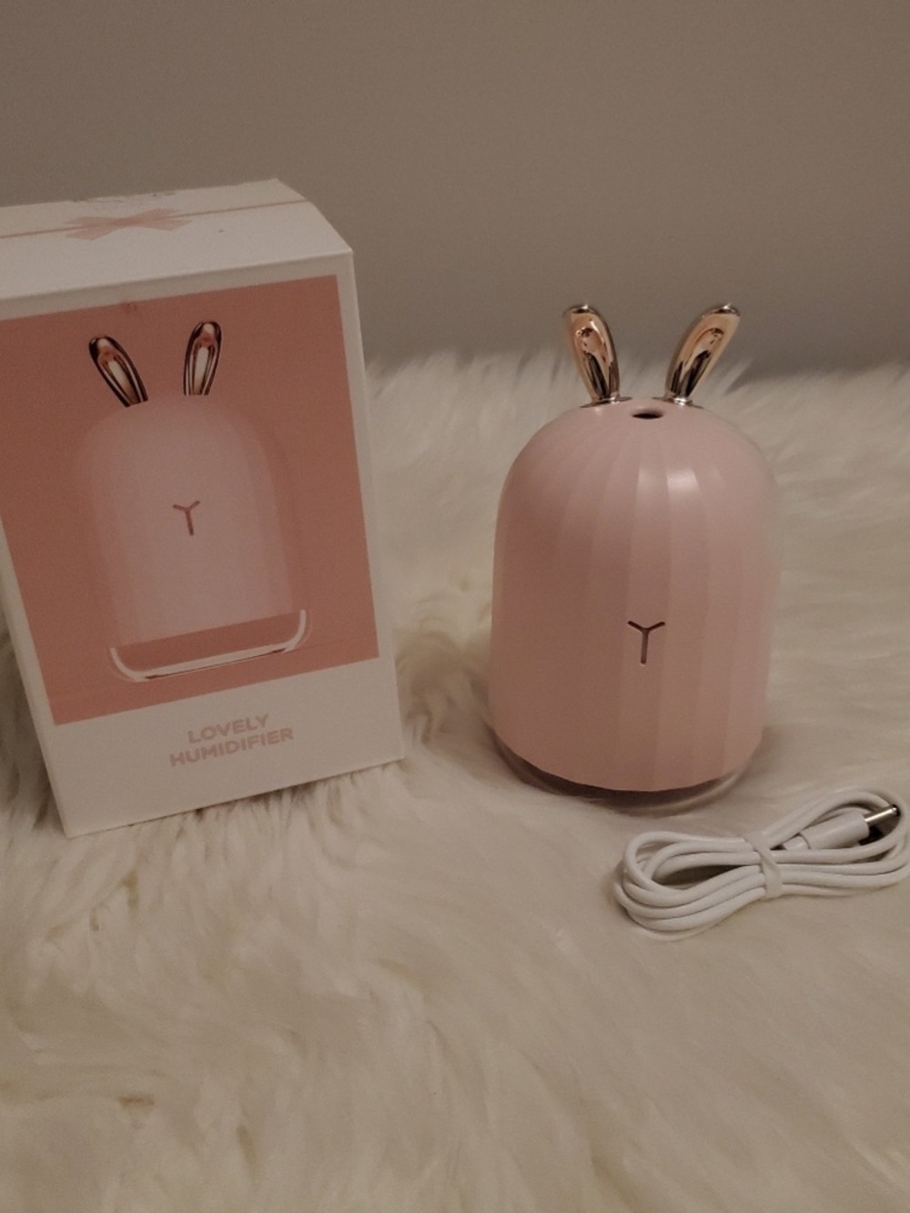 Pink Bunny Humidifier with Gold Ears